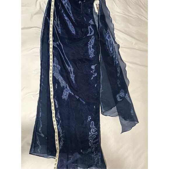 Scott McClintock navy evening gown one shoulder organza dress 6 dead stock vinta - Picture 5 of 15